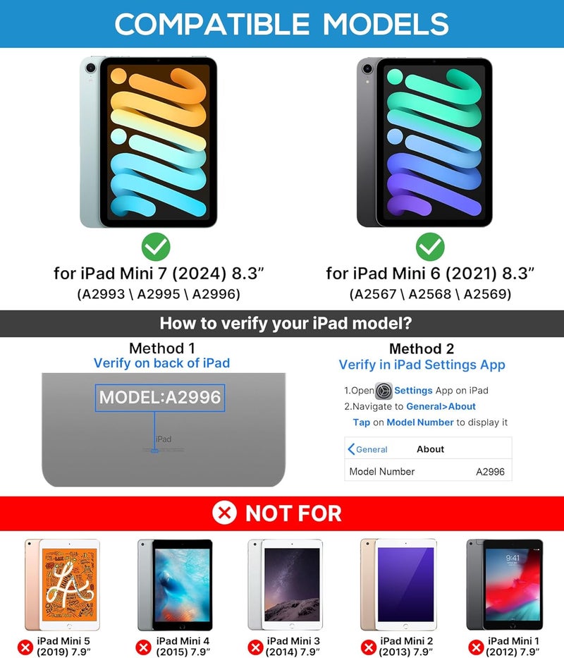 typecase حافظة لوحة مفاتيح لجهاز آيباد ميني 7 (2024) و ميني 6 (2021) - حافظة لاسلكية مع لوحة مفاتيح لجهاز آيباد ميني الجيل السابع والسادس 8.3" - غلاف لوحة مفاتيح مضاءة خلفياً بـ 10 ألوان مع لوحة تتبع - رمادي داكن - Image 2